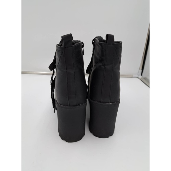 Seven7 Flatiron platform ankle inside zippers lace up ridged lug sole boot 9 - Picture 5 of 8